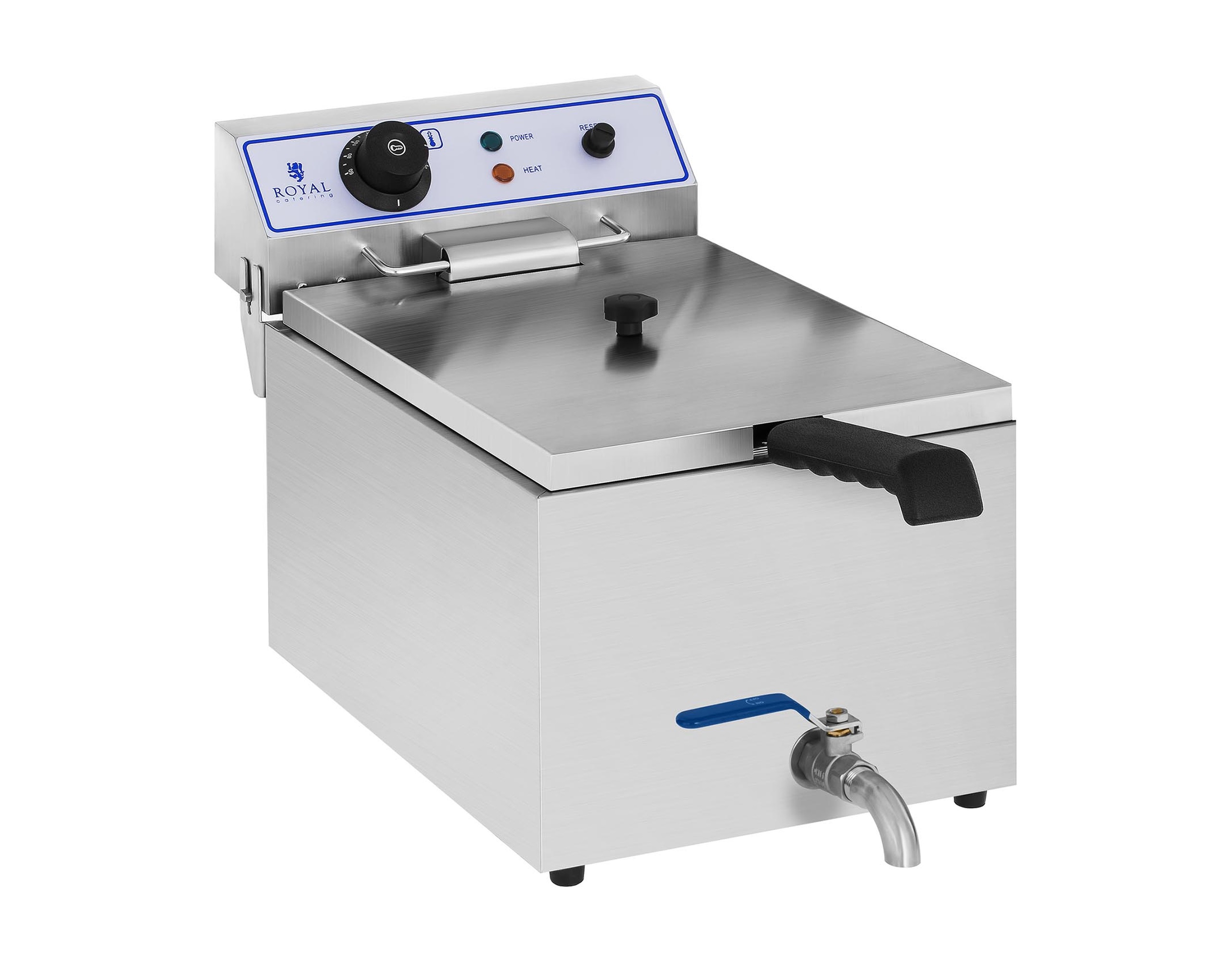 Jednokomorová Fritéza 17L 3kW S Kohoutkem Inox