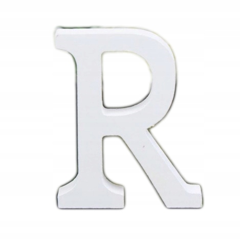 

Litera Literka Drewniana R Biała, Napis 3D, 16cm