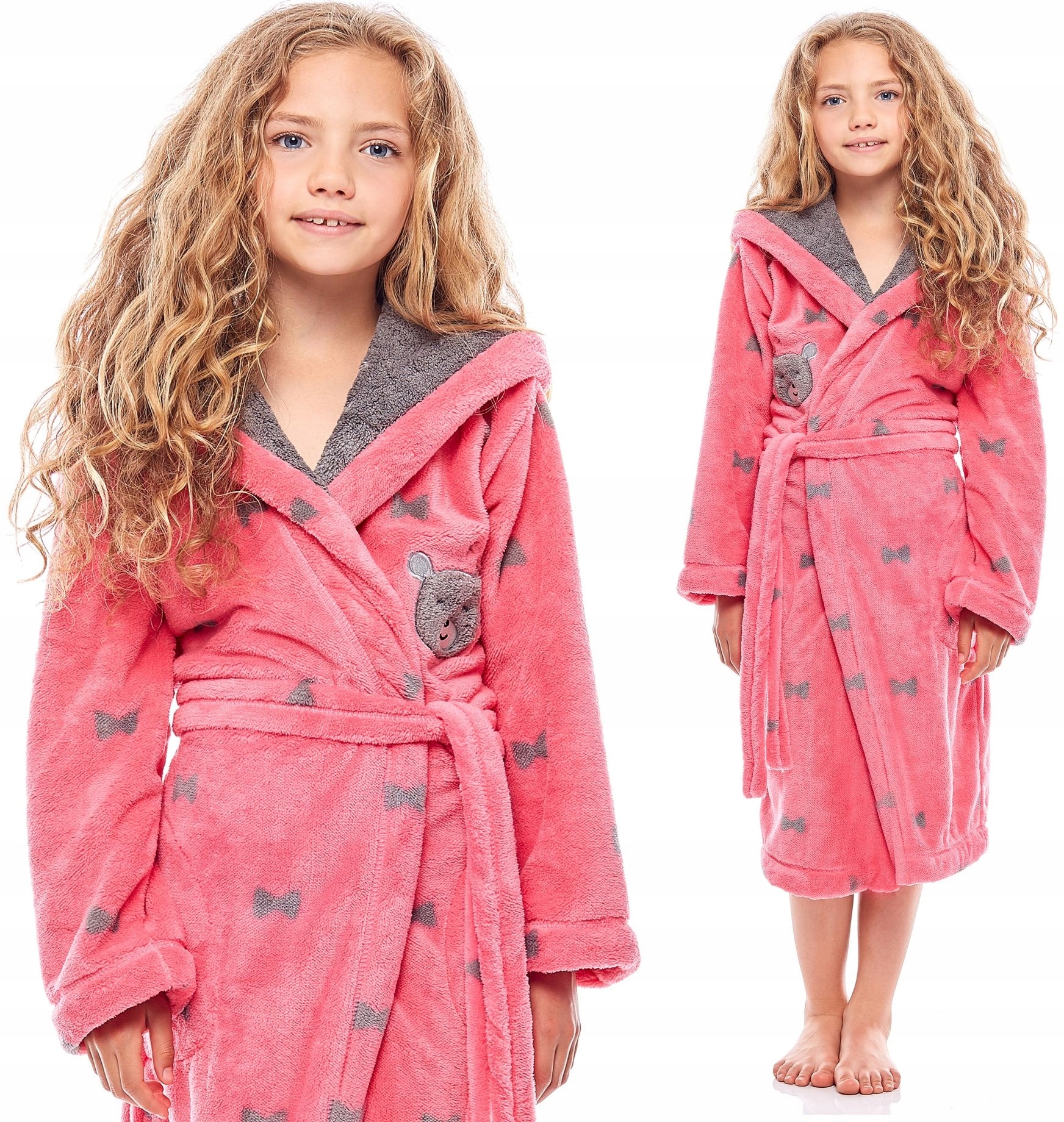 

Puchowy Ciepły Miły Szlafrok Dziewczęcy Kaptur 128