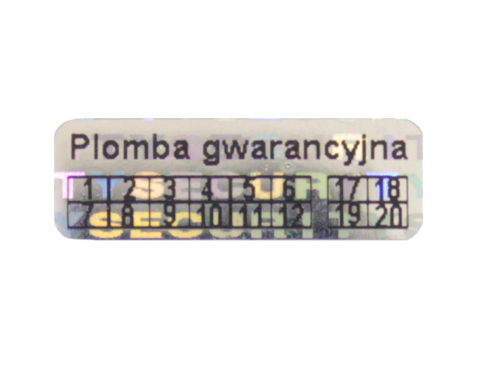 

Plomby Gwarancyjne Stickery 15x5 Hologram 500SZT