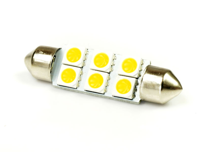 

C10W 6 Led Żarówka C5W Smd 5050 Biała Ciepła 42 mm