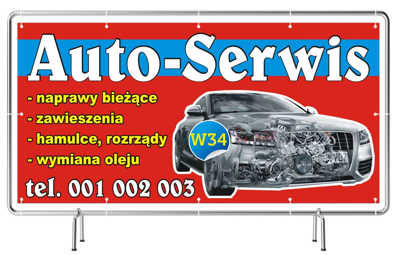 Solidny Baner reklamowy 3x1m Auto Serwis Szyld