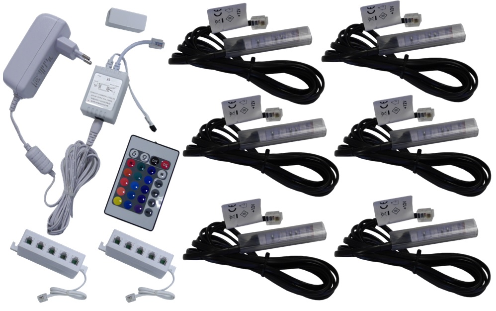 

6x klipsy Led Rgb do półek szyb klips Komplet