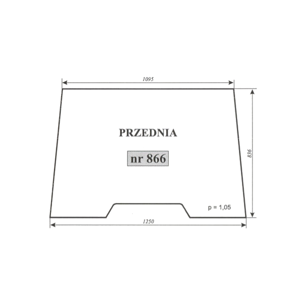 0866 - лобовое стекло Massey MF 375, 360, 390, 392, 399