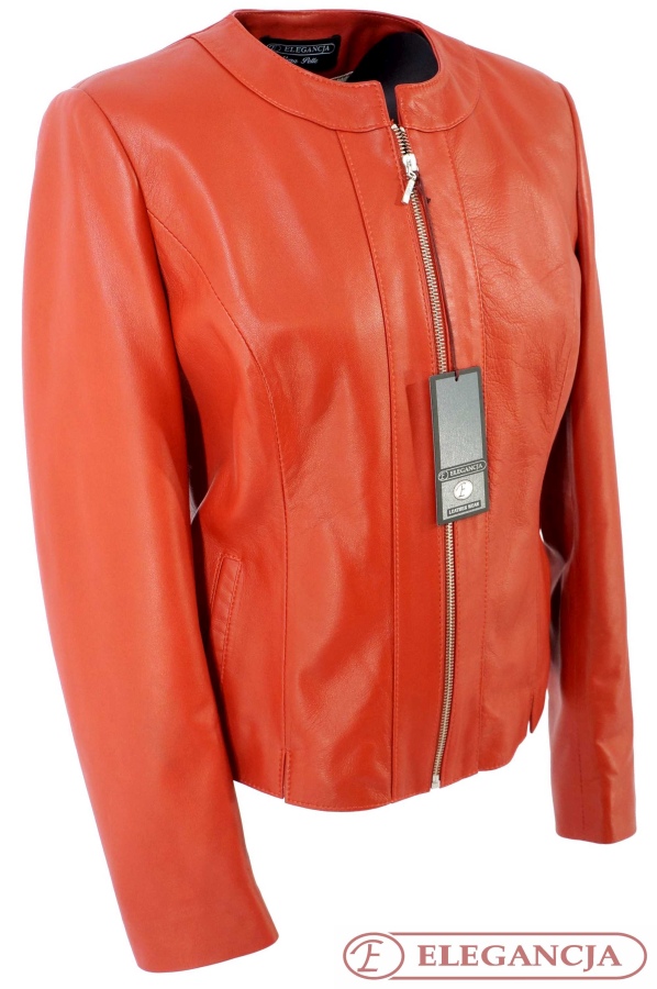 Kurtka Czerwona Skórzana CHANELKA 40 Lekka NOWOŚĆ! Rozmiar 40