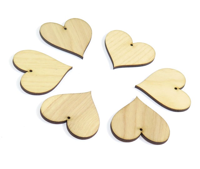 

6x Drewniane Serce Zawieszka 5x5cm Decoupage DD66