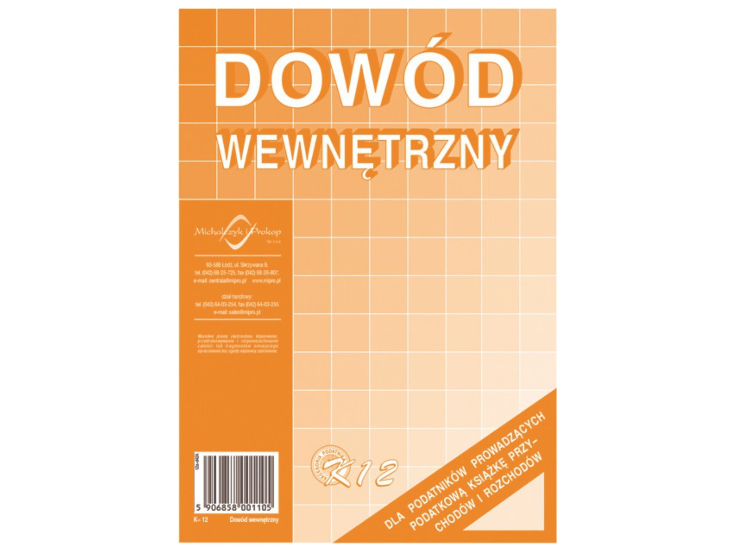 

Dowód wewnętrzny Mipro A5 K12 bloczek 40 kartek