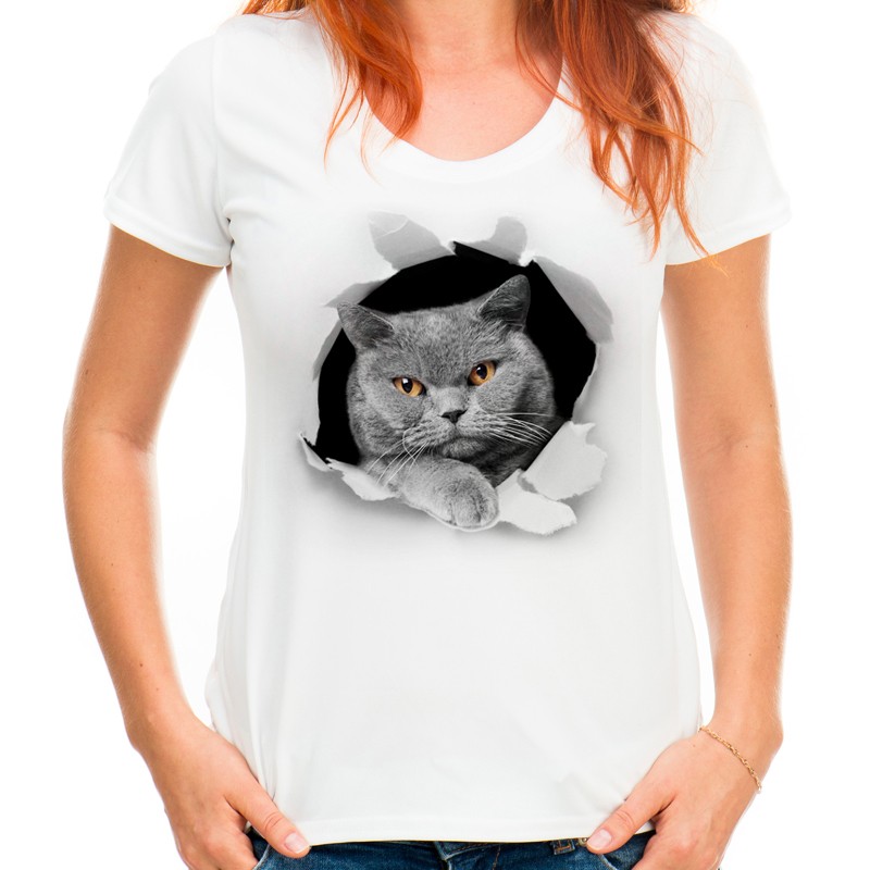 

Koszulka z kotem bluzka t-shirt kot głowa kota -L