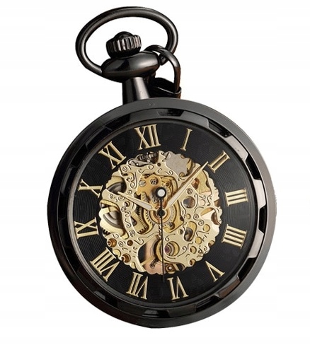 Mechanické Kapesní Hodinky Skeleton Černé