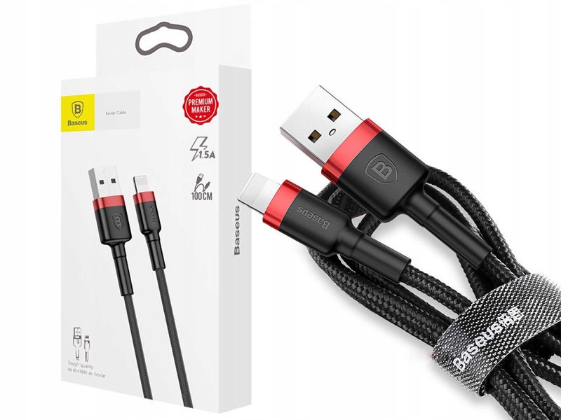 

Baseus Kabel Lightning 2.4A 1M Rd+black CALKLF-B19