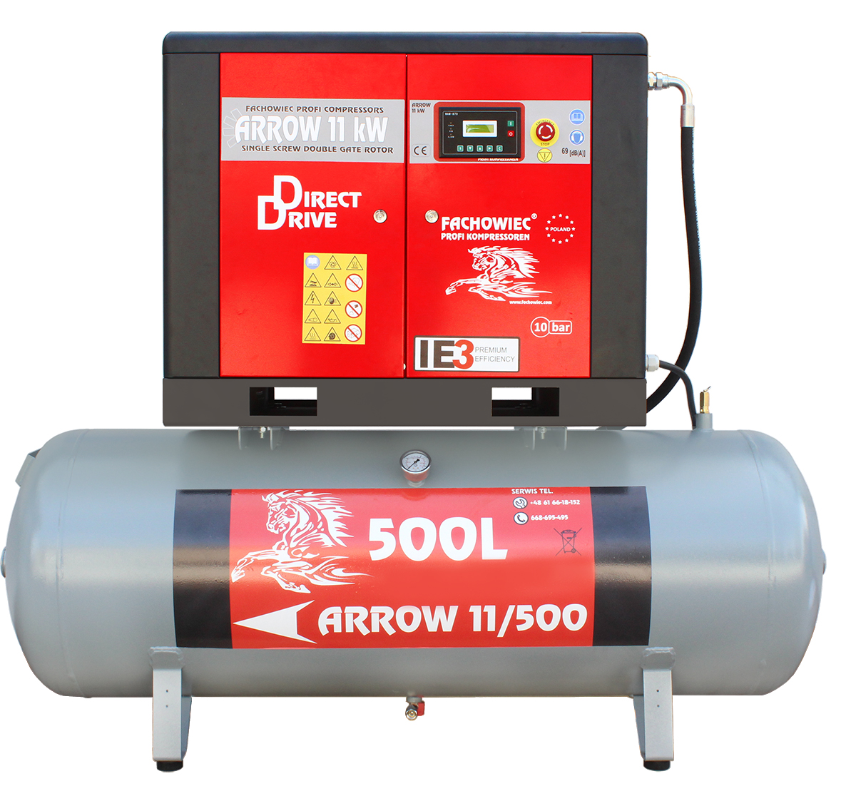 Kompresor śrubowy ARROW 11 kW 1600 l/min 96m3/h Kod producenta ARROW11ZB500