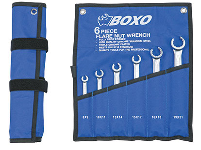 BOXO ZESTAW KLUCZE OCZKOWE OTWARTE DO PRZEWODOW 6E