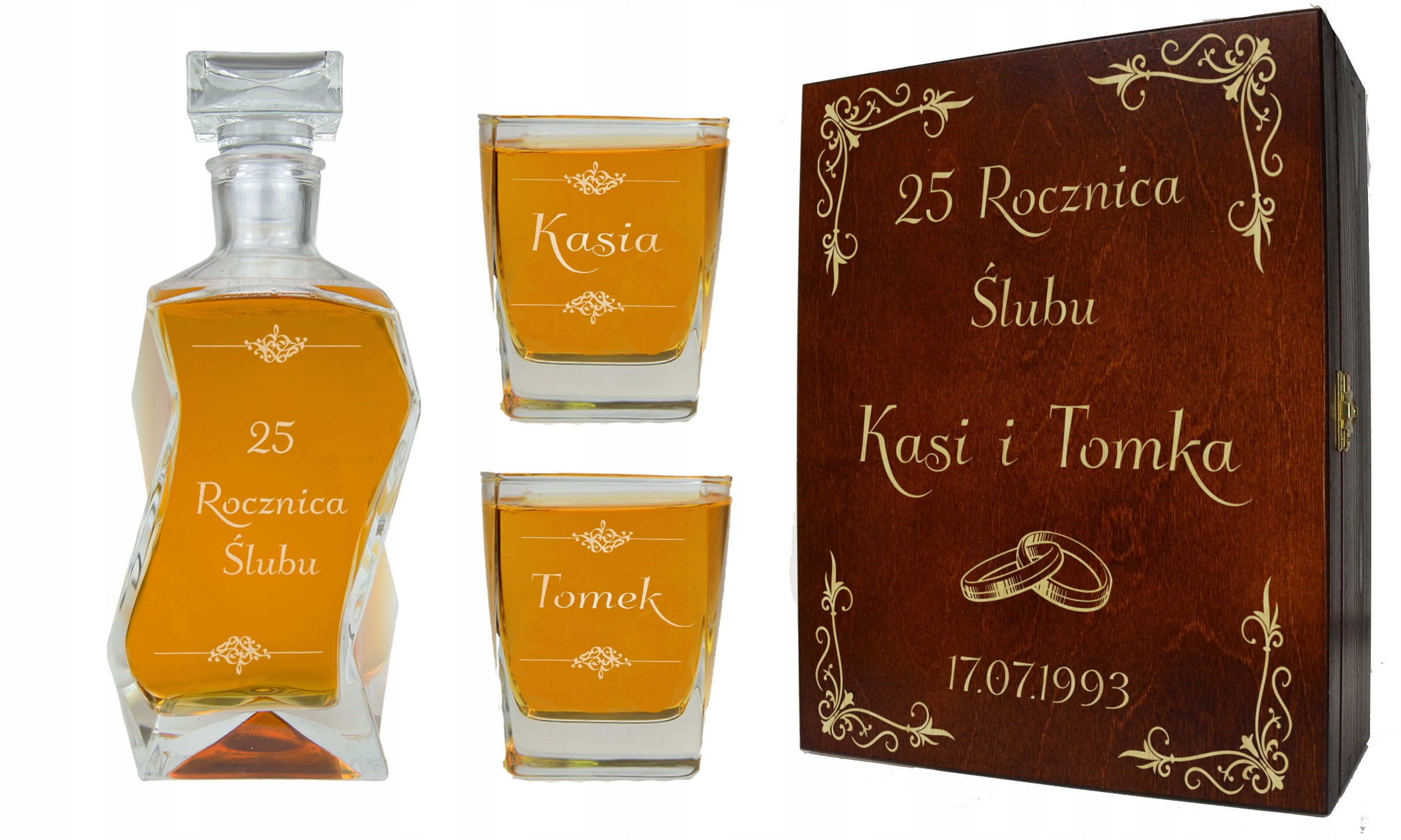 PUDEŁKO KARAFKA SZKLANKI ROCZNICA ŚLUBU JUBILEUSZ Marka inna