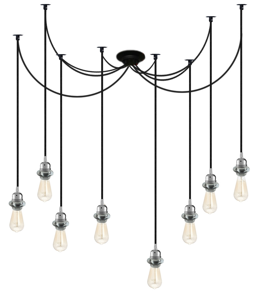 

Lampa Żyrandol Pająk Oprawy Retro 8 Ramion Oplot