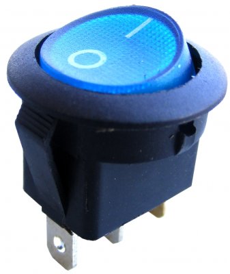 

Przełącznik kołyskowy okrągły On-off 230V blue