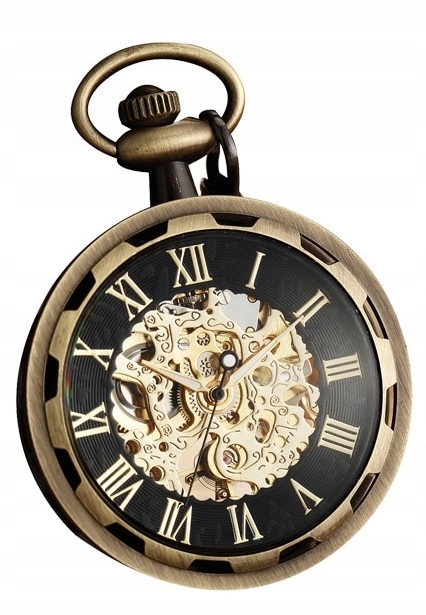 Mechanické Kapesní Hodinky Skeleton Bronz