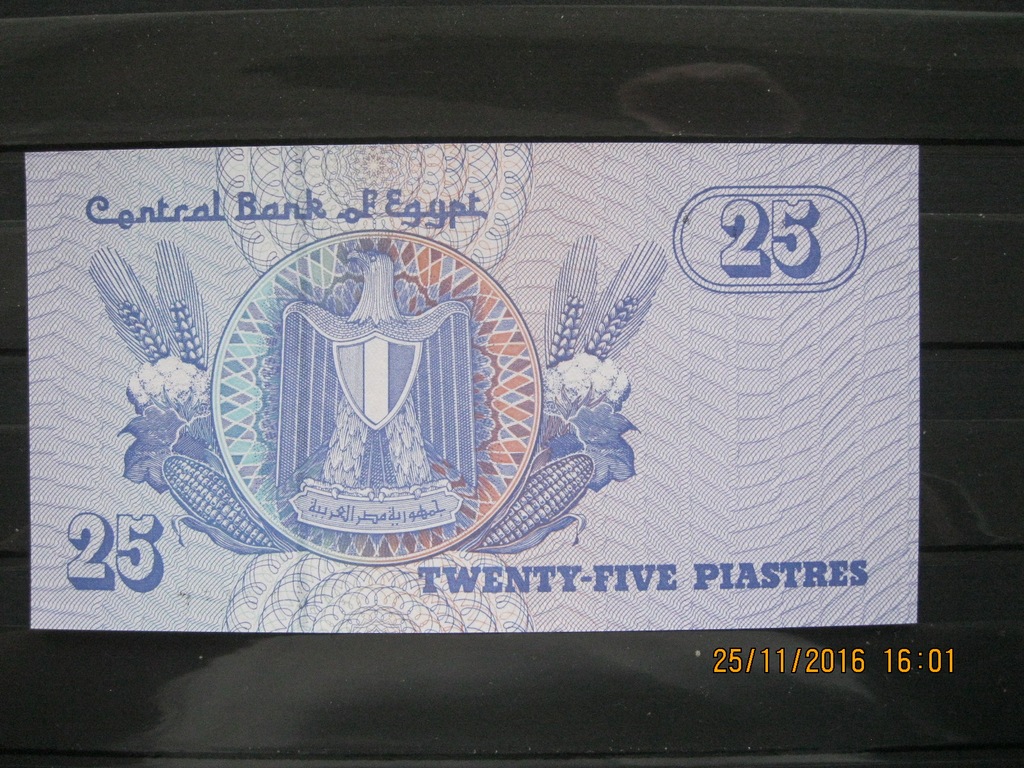 9) . Banknot Egipt 25 Piastres  UNC