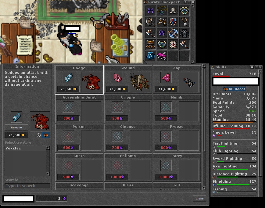 715+ EK Top Skills Tibia, Ferumbras Hat, NONPVP