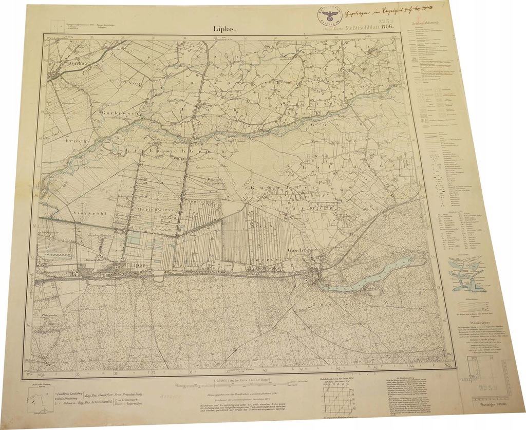 442. Mapa LIPKI WIELKIE Lipke lubuskie 1934r.