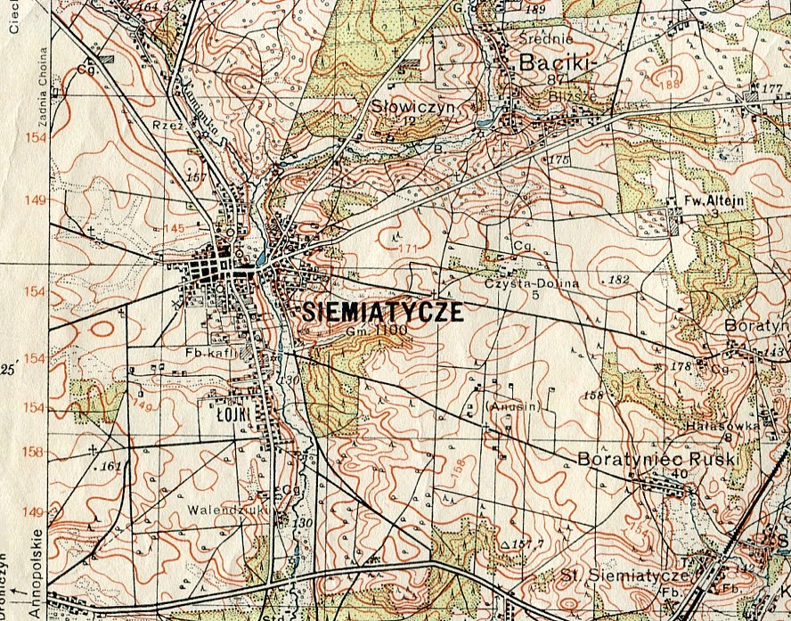 SIEMIATYCZE / MIELNIK :: mapa wojskowa WIG : 1937