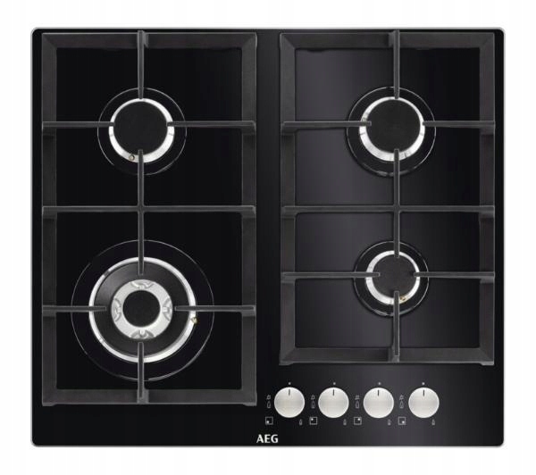 CZARNA Płyta gazowa AEG HKB64440NB SZKŁO +WOK