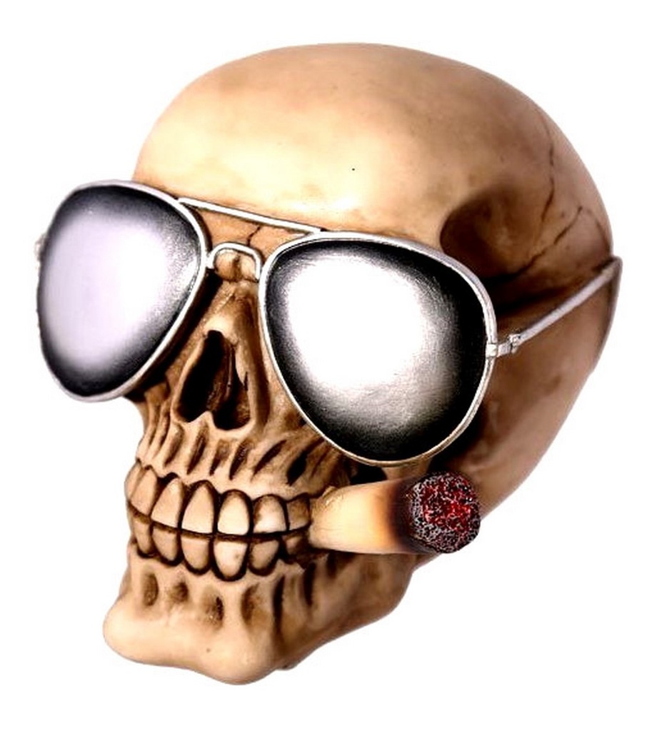 SKARBONKA CZACHA paląca papieros CZASZKA HALLOWEEN