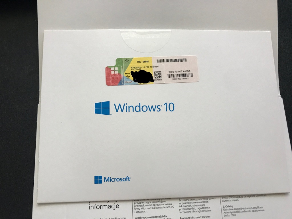 Windows 10 32/64Bit NAKLEJKA + DVD