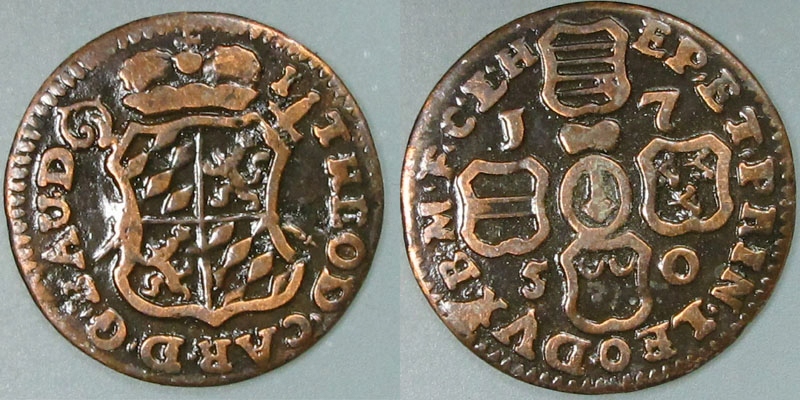 N554.BISKUPSTWO LIEGE, 1 LIARD 1750