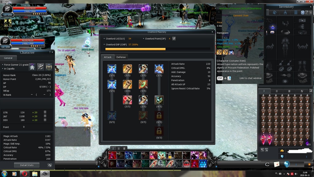cabal onlibe FG lvl 200 54 overlord 20HR Mercury
