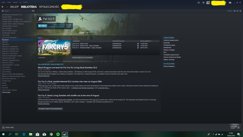 Konto Steam do Zula Europe, CS:GO, Far Cry 5 i...