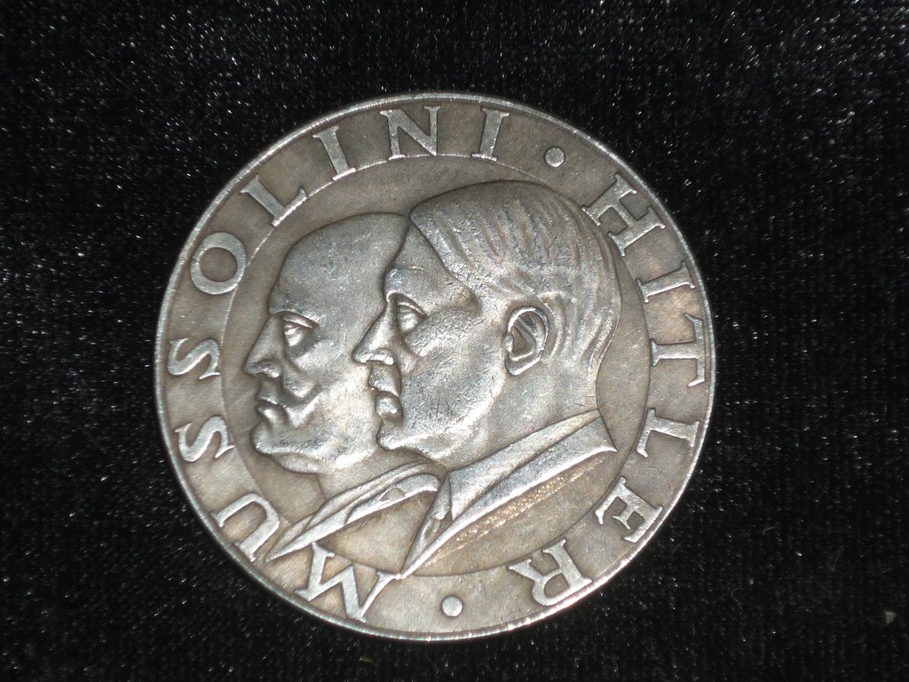 Stara Moneta Medal Mussolini Hitler Wykopki Niemcy 7670217592