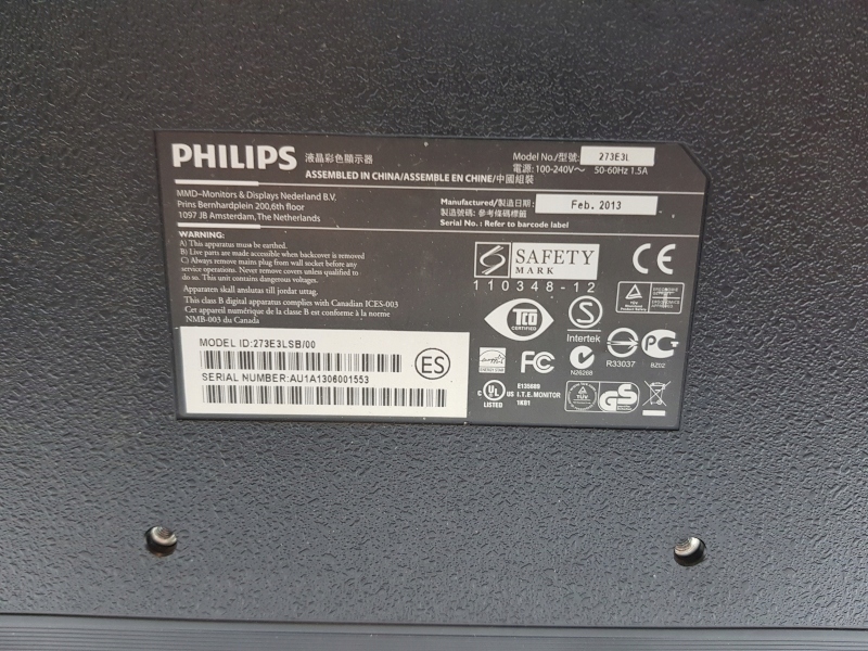 Настройка монитора philips 273e