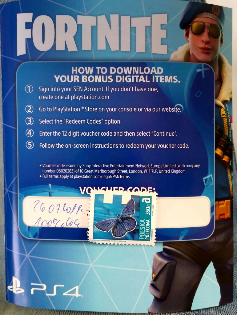 fortnite voucher code ps4