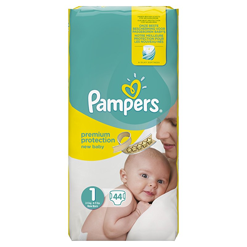 PIELUSZKI DLA NOWORODKA PAMPERS 1 2-5KG 44 SZT