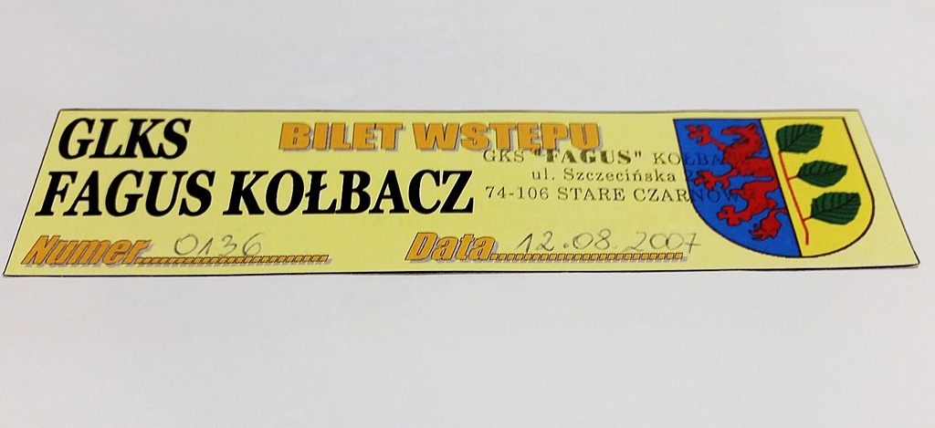 bilet FAGUS Kołbacz  (woj. zachodnio-pomorskie)