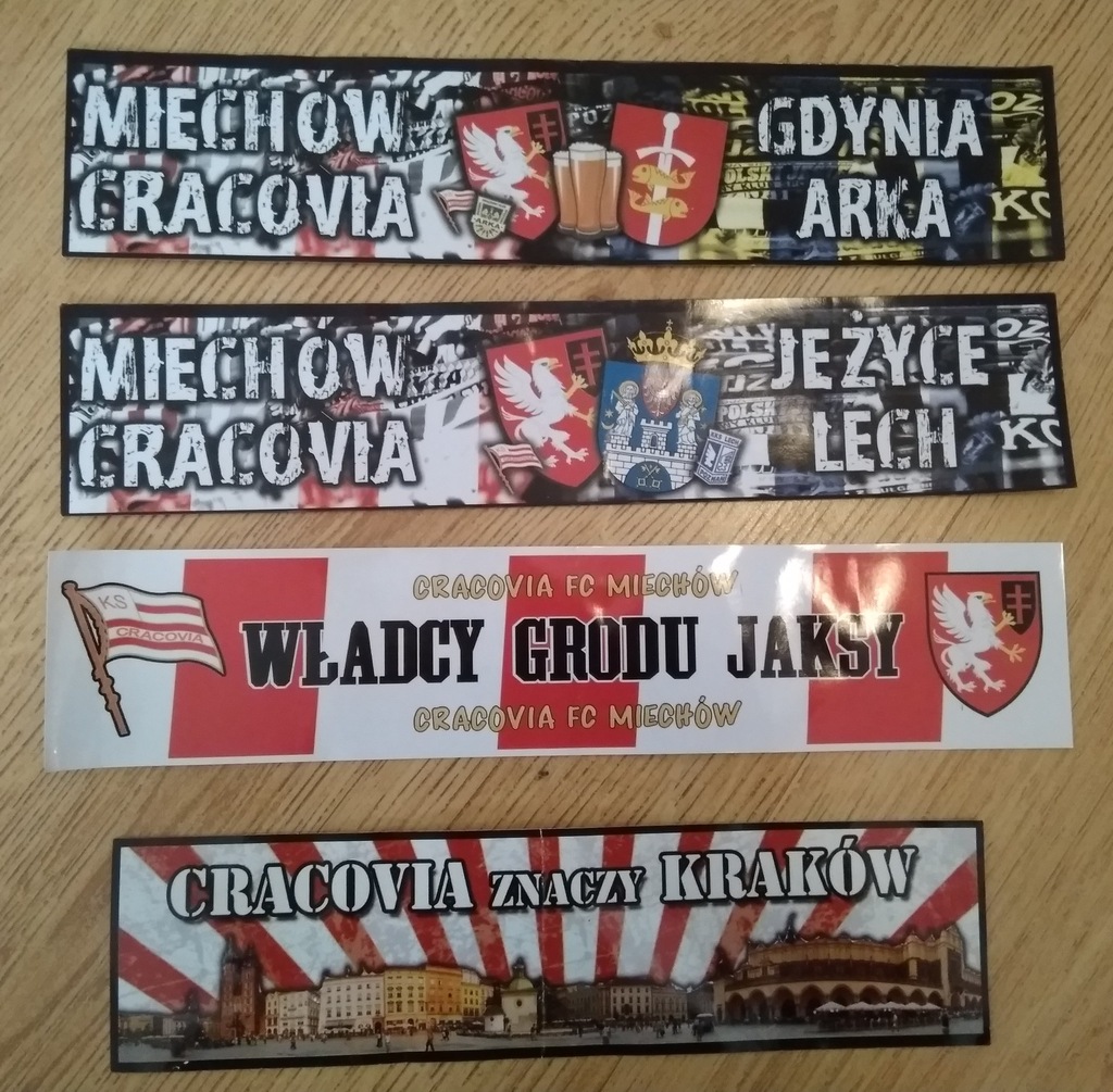 Vlepki Cracovia Miechów Lech Arka podłużne 4 szt.