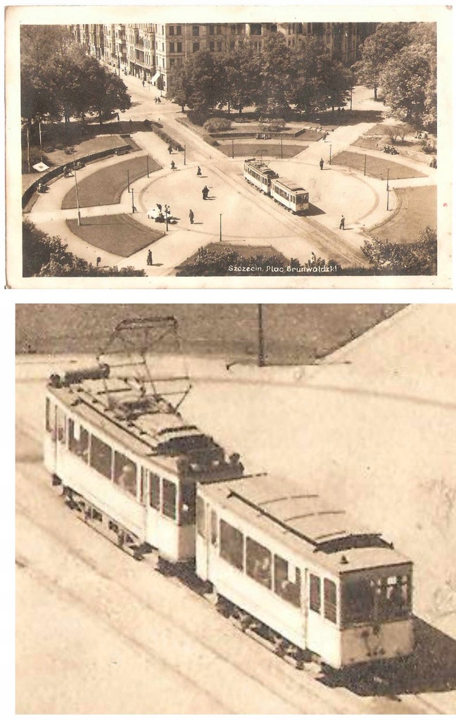 SZCZECIN -- PLAC GRUNWALDZKI -- TRAMWAJ -- 1950