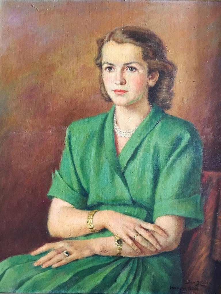 Obraz Jan Molga portret Julianny Wąsak 1950r orgin