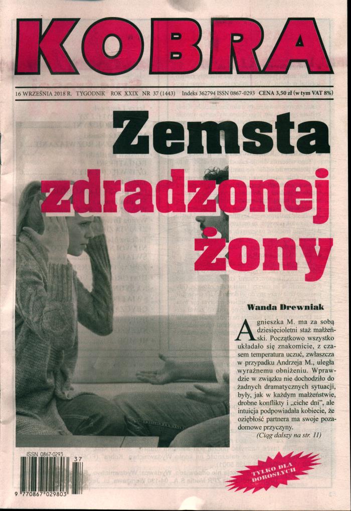 KOBRA nr 37/2018 Zemsta zdradzonej żony
