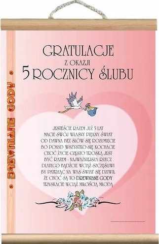 Dyplom życzenia 5 Rocznica Ślub Jubileusz pamiątka