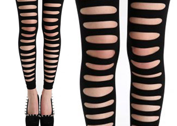 legginsy Z DZIURAMI CZARNE punk rock goth otwory