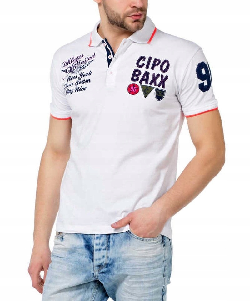Cipo&Baxx CT461 Koszulka Męska Polo Biała XXL