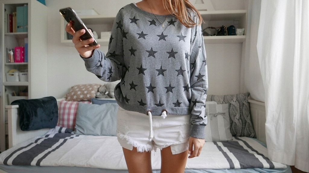 SC&amp;CO BLUZA W GWIAZDKI L OVERSIZE PLNY LALA