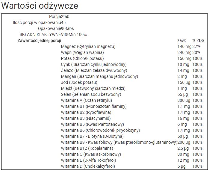 Ile Procent Dziennego Zapotrzebowania Energetycznego Powinno Stanowić śniadanie OSTROVIT 100% DZIENNEGO ZAPOTRZEBOWANIA VIT MIN - 6911892303