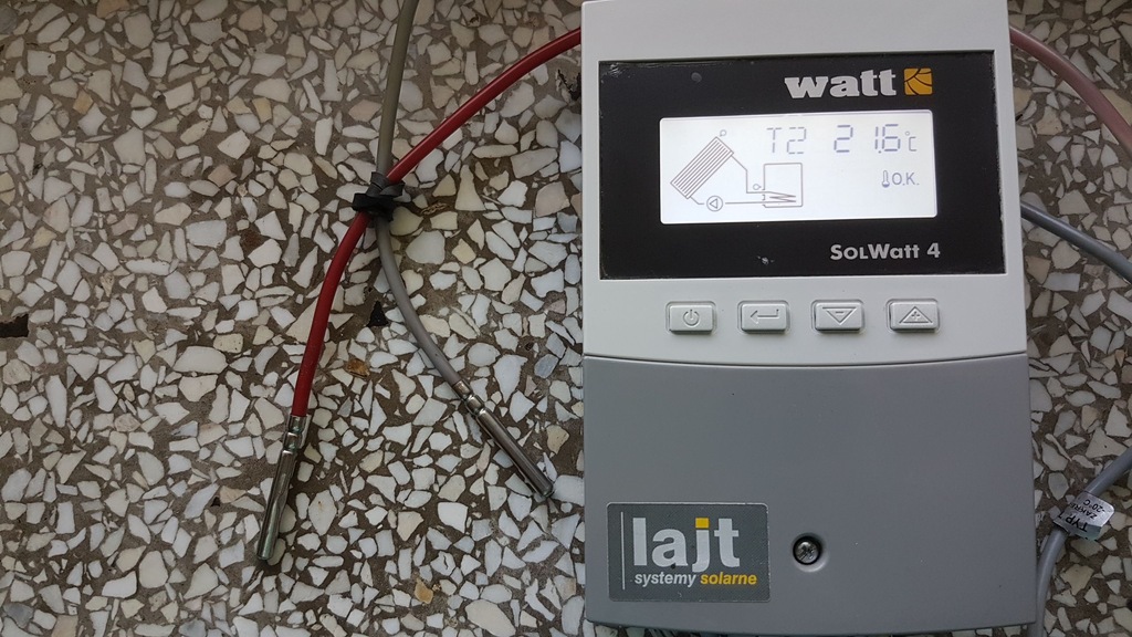 Sterownik solarny SolWatt 4, 2 czujniki temperatur