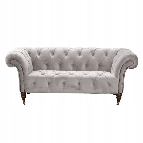 Sofa Chesterfield Glamour Velvet Light Grey 2os 7558336728