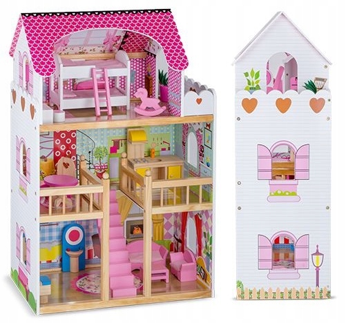 TOBI TOYS DREWNIANY DOMEK DLA LALEK Z BALKONEM