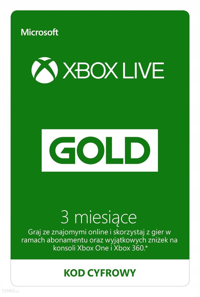 XBOX LIVE GOLD 3 MIESIĄCE XBOX ONE & 360 24/7