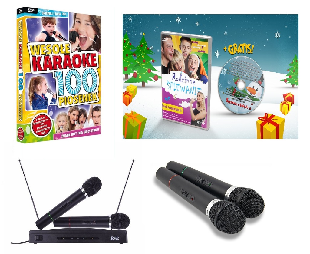 ZESTAW KARAOKE DLA DZIECI 2 MIKROFON BEZPRZEWODOWE 7082922315