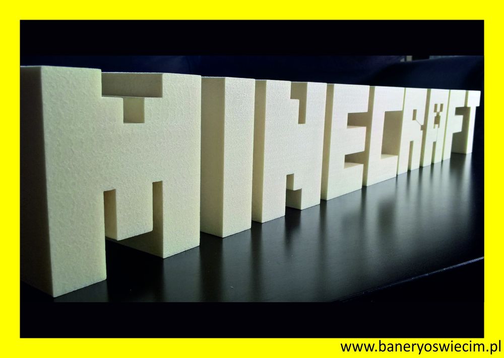 napis styrodur MINECRAFT 3D litery przestrzenne